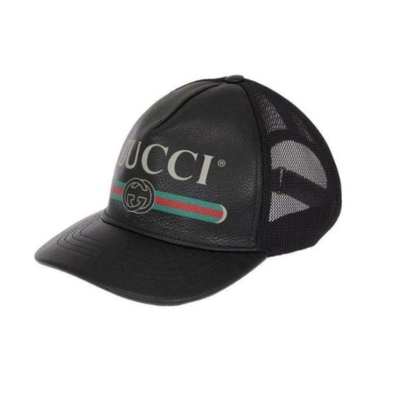 Gucci Logo Baseball Cap in Black Leather NEW WITH TAGS - Picture 2 of 6
